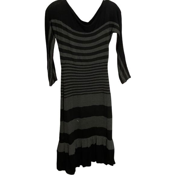 Bailey 44 Women Maxi Dress Gray Ruffles Striped Long Sleeve Scoop Neck Stretch S - Picture 1 of 2